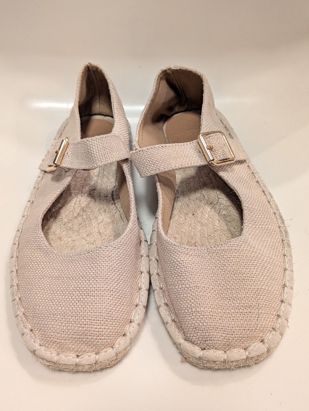 Asos Beige Canvas Mary Jane Espadrille Flats